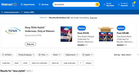 Walmart Tena Stylish Display Ad